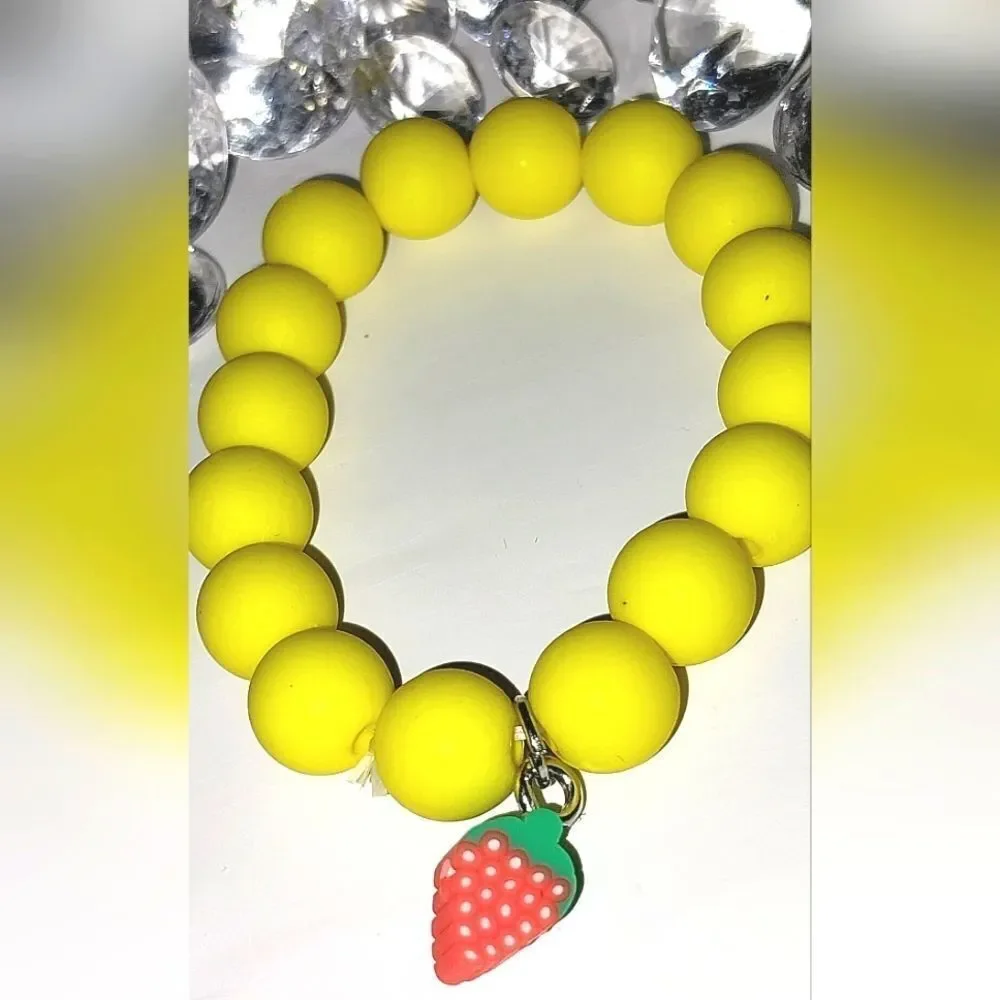 Girls Cute Soft Pottery Fruit Pendant Colorful Kids Bead Bracelet